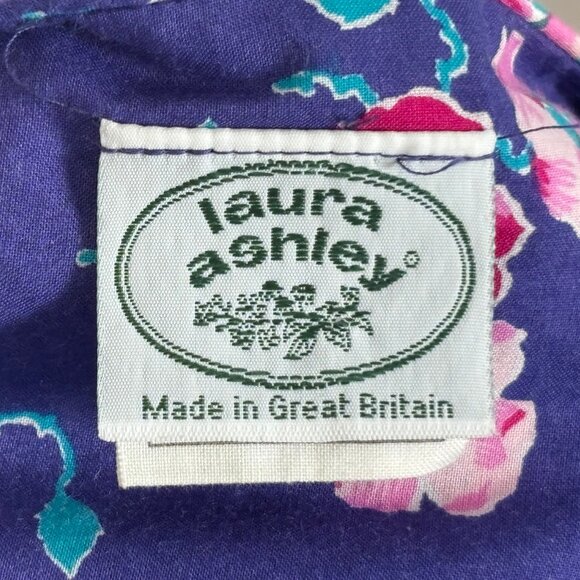 Vintage purple floral Laura Ashley ss dress, US 10 - Picture 3 of 7